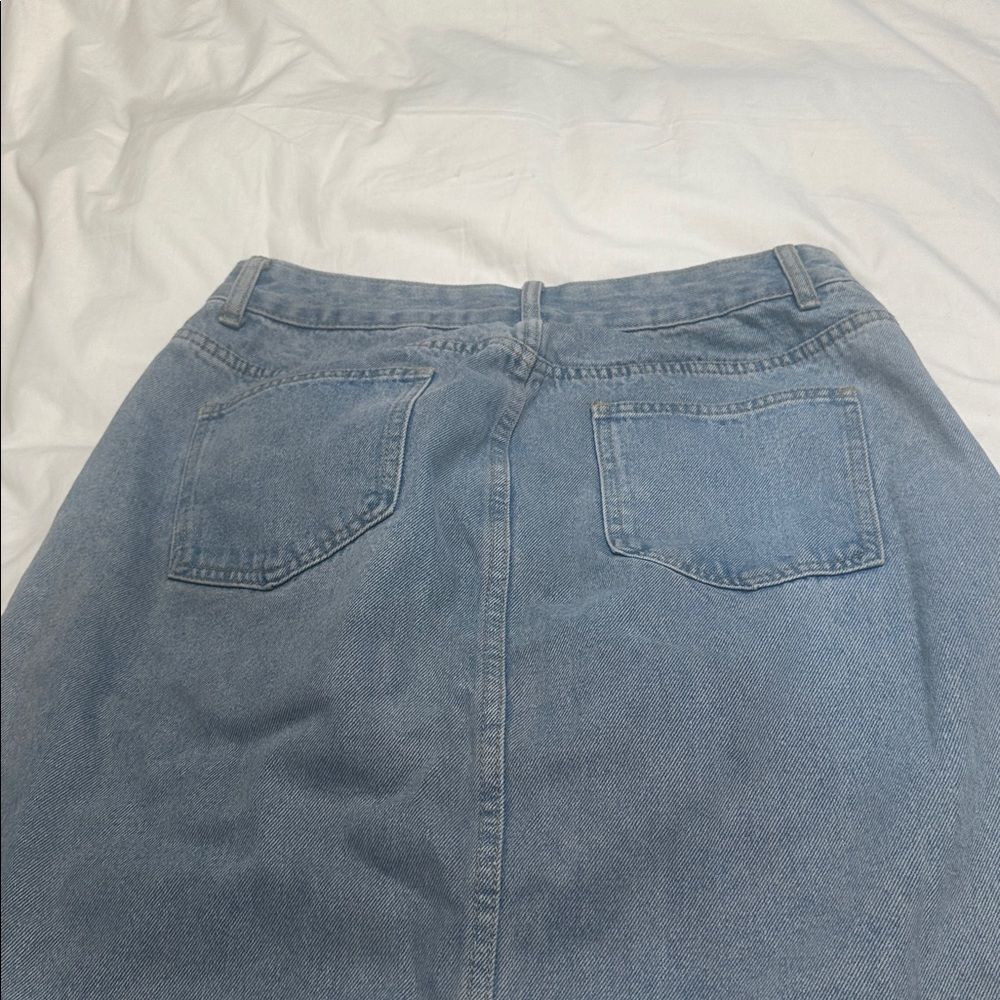 Denim asymmetrical at zipper maxi skirt - Picture 5 of 8